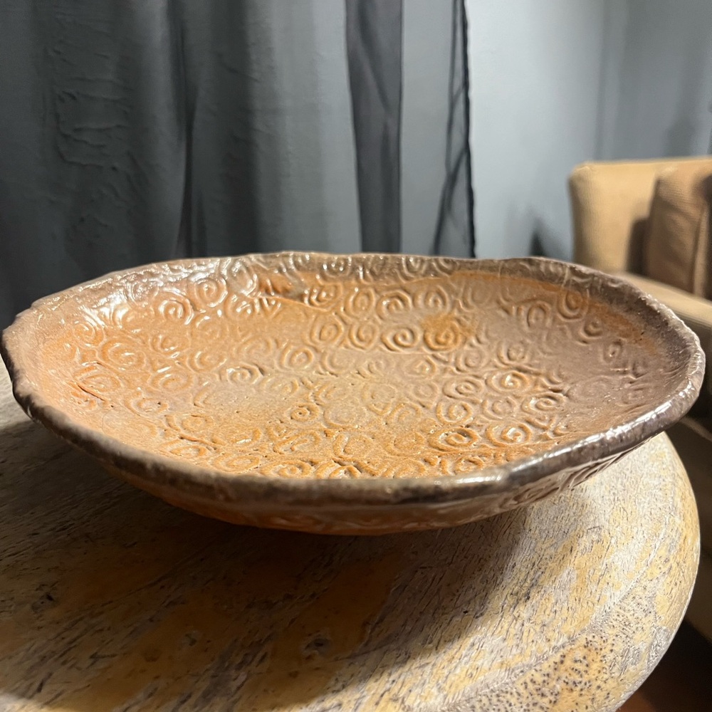 Handcrafted Brown Ceramic Decorative Bowl